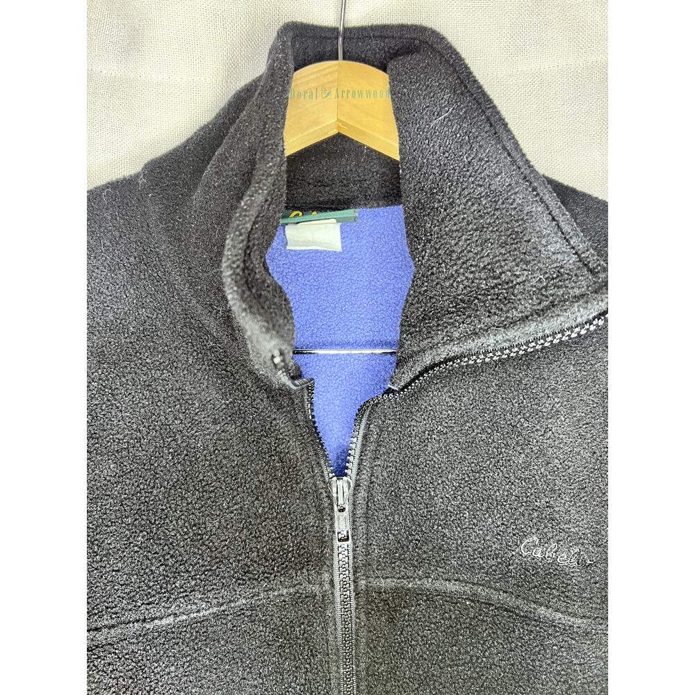 Vintage Cabela's Fleece Polartec Black Blue Made In USA ZIp Up Jacket - Picture 3 of 9